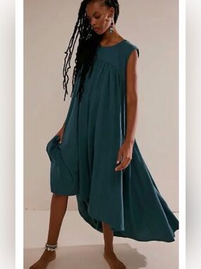 Free People Black High-Low Midi Skirted Dress